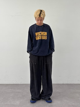 「CIAOPANIC TYPY（チャオパニックティピー）の【ZOZO限定】【UNISEX】アシッドウォッシュ裏毛加工スウェット（スウェット、ブルー系）」を使った、ゆうしんさん（メンズ・167cm）の秋コーディネート