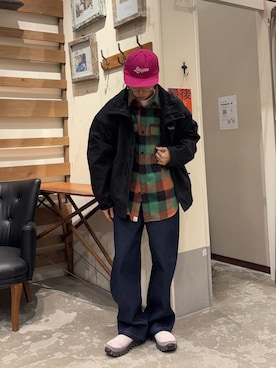 「CIAOPANIC TYPY（チャオパニックティピー）のアイテム（帽子）」を使った、ゆうしんさん（メンズ・165cm）の冬コーディネート