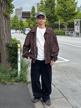 「アイテム（デニムジャケット、ブラウン系）」を使った、ゆうしんさん（メンズ・167cm）の秋コーディネート