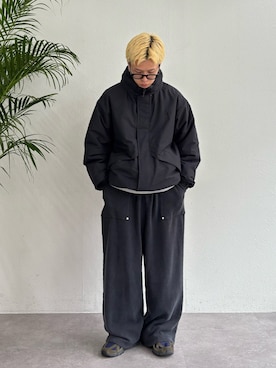 「CIAOPANIC TYPY（チャオパニックティピー）の【UNISEX】【シルエット調整可】ピグメント加工ワッフルイージーパンツ/WEB限定カラーあり（スウェットパンツ）」を使った、ゆうしんさん（メンズ・167cm）の秋コーディネート