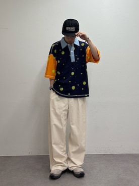 「CIAOPANIC TYPY（チャオパニックティピー）の【ユニセックス】アソート柄ナイロンロゴキャップ（キャップ）」を使った、ゆうしんさん（メンズ・167cm）の夏コーディネート