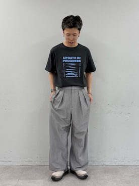 「CIAOPANIC TYPY（チャオパニックティピー）の【UNISEX】宇宙人プリントTシャツ（Tシャツ/カットソー）」を使った、ゆうしんさん（メンズ・167cm）の夏コーディネート