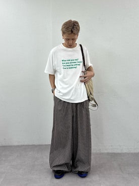 UNISEX】チェックカーブイージーパンツを使った人気ファッション