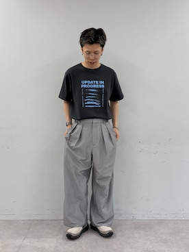 「CIAOPANIC TYPY（チャオパニックティピー）の【UNISEX】【WEB限定】宇宙人プリントTシャツ（Tシャツ/カットソー、グレー系）」を使った、ゆうしんさん（メンズ・167cm）の夏コーディネート