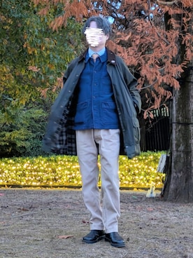 「アイテム（カバーオール）」を使った、くろコーヒーさん（メンズ・170cm）の冬コーディネート