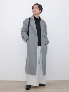 「アイテム（スラックス）」を使った、sndiさん（メンズ・165cm）の冬コーディネート