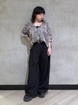 「PAGEBOY（ページボーイ）のプラットチャンキースニーカー（スニーカー、ブラック系）」を使った、ぺーさん（レディース）の夏コーディネート