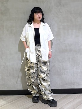 「PAGEBOY（ページボーイ）のレースアップソックスブーツ 【3サイズ展開・軽量】（ブーツ、ブラック系）」を使った、ぺーさん（レディース）の春コーディネート