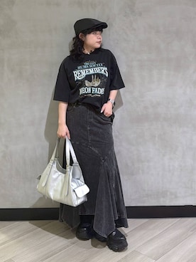 「PAGEBOY（ページボーイ）のレースアップソックスブーツ 【3サイズ展開・軽量】（ブーツ、ブラック系）」を使った、ぺーさん（レディース）の夏コーディネート