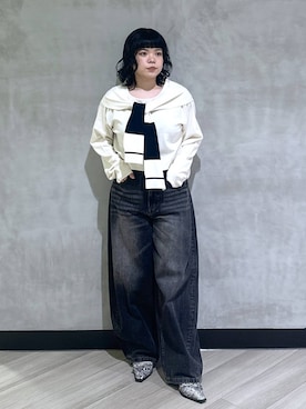 「PBLIM（ページボーイリム）の《UNISEX》スラブブリーチデニム（デニムパンツ）」を使った、094ripeさん（レディース・156cm）の秋コーディネート