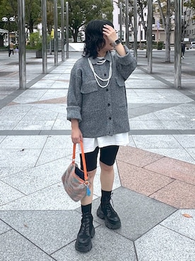 「LOWRYS FARM（ローリーズファーム）のパールタレンネックレス　249411（ネックレス）」を使った、094ripeさん（レディース・156cm）の秋コーディネート