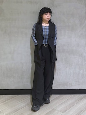 「PAGEBOY（ページボーイ）のレースアップソックスブーツ 【3サイズ展開・軽量】（ブーツ、ブラック系）」を使った、ぺーさん（レディース）の夏コーディネート