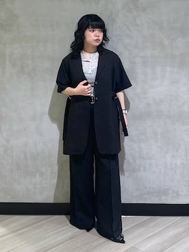 「PAGEBOY（ページボーイ）のハトメミュールサンダル（サンダル、ブラック系）」を使った、ぺーさん（レディース）の春コーディネート