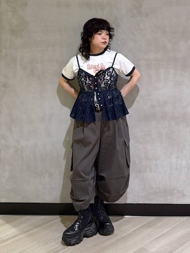 「PBLIM（ページボーイリム）のアイテム」を使った、ぺーさん（レディース・156cm）の夏コーディネート