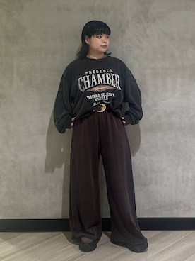 「PAGEBOY（ページボーイ）のサイドタックルーズウラケパンツ/イージーパンツ【4color・2size】（スウェットパンツ）」を使った、094ripeさん（レディース・156cm）の秋コーディネート