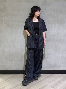 「PAGEBOY（ページボーイ）のプラットチャンキースニーカー（スニーカー、ブラック系）」を使った、ぺーさん（レディース）の夏コーディネート