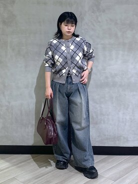 「PAGEBOY（ページボーイ）のリバーシブルリングベルト（ベルト）」を使った、ぺーさん（レディース・156cm）の秋コーディネート