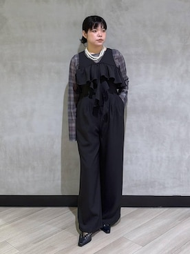 「PAGEBOY（ページボーイ）のレースアップミュール（サンダル、ブラック系）」を使った、094ripeさん（レディース）の春コーディネート