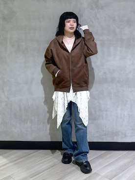 「アイテム（チュニック）」を使った、094ripeさん（レディース・156cm）の秋コーディネート