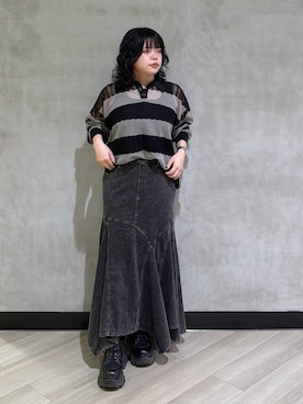 「PAGEBOY（ページボーイ）のレースアップソックスブーツ 【3サイズ展開・軽量】（ブーツ、ブラック系）」を使った、094ripeさん（レディース）の春コーディネート