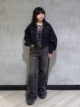 「PAGEBOY（ページボーイ）のプラットチャンキースニーカー（スニーカー、ブラック系）」を使った、ぺーさん（レディース）の秋コーディネート