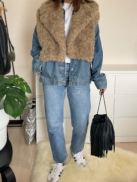 「アイテム（デニムジャケット）」を使った、yuRiさん（骨格ストレート・レディース・161cm）の秋コーディネート
