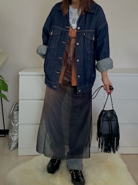 「アイテム（デニムジャケット）」を使った、yuRiさん（骨格ストレート・レディース・161cm）の秋コーディネート
