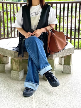 「TODAYFUL（トゥデイフル）のアイテム（デニムパンツ）」を使った、yuRiさん（レディース・161cm）の秋コーディネート