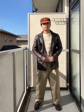 「BEAMS（ビームス）のアイテム（帽子）」を使った、ひびきさん（メンズ・163cm）の秋コーディネート