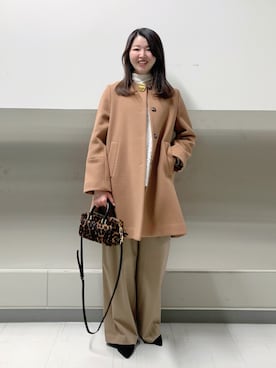 「アイテム（ノーカラーコート）」を使った、ikeda.sさん（レディース・159cm）の冬コーディネート