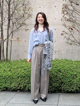 「アイテム（ストール/ショール）」を使った、ikeda.sさん（レディース・159cm）の秋コーディネート