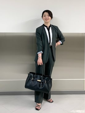 「アイテム（ノーカラージャケット）」を使った、ikeda.sさん（レディース・159cm）の秋コーディネート