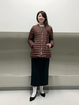 「アイテム（ダウンジャケット/コート）」を使った、ikeda.sさん（レディース・159cm）の秋コーディネート