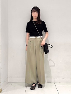 「初夏のお出掛けコーデ」｜「アイテム（スラックス）」を使った、ななみさん（レディース・169cm）の春コーディネート