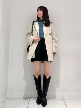 「アイテム（ノーカラーコート）」を使った、ななみさん（レディース・169cm）の秋コーディネート