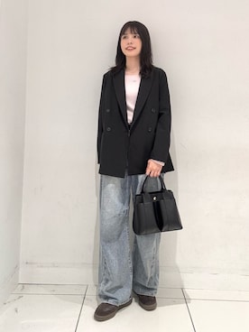 「イチ推しジャケットスタイル」｜「アイテム（トートバッグ）」を使った、ななみさん（レディース・169cm）の秋コーディネート