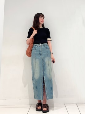 「アイテム（トートバッグ、オレンジ系）」を使った、ななみさん（レディース・169cm）の夏コーディネート
