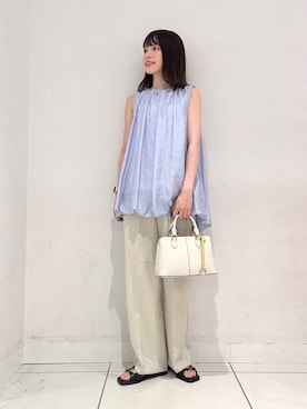 「初夏のお出掛けコーデ」｜「アイテム（スラックス）」を使った、ななみさん（レディース・169cm）の春コーディネート