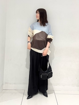 「SENSE OF PLACE by URBAN RESEARCH（センスオブプレイスバイアーバンリサーチ）の3タックスラックスワイドパンツ（その他パンツ）」を使った、ななみさん（レディース・169cm）の秋コーディネート