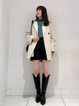「SENSE OF PLACE by URBAN RESEARCH（センスオブプレイスバイアーバンリサーチ）のアイテム（ノーカラーコート）」を使った、ななみさん（レディース・169cm）の秋コーディネート