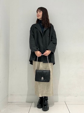 「アイテム（ノーカラーコート）」を使った、ななみさん（レディース・169cm）の秋コーディネート