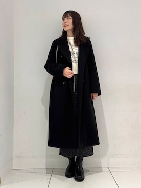 「アイテム（チェスターコート）」を使った、ななみさん（レディース・169cm）の冬コーディネート