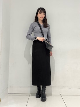 「SENSE OF PLACE by URBAN RESEARCH（センスオブプレイスバイアーバンリサーチ）のポンチタイトスカート（スカート）」を使った、ななみさん（レディース・169cm）の冬コーディネート