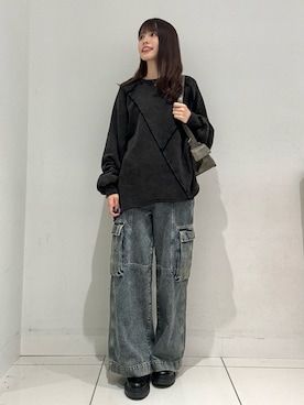 「SENSE OF PLACE by URBAN RESEARCH（センスオブプレイスバイアーバンリサーチ）のヴィンテージルーズスウェット（Tシャツ/カットソー）」を使った、ななみさん（レディース・169cm）の秋コーディネート