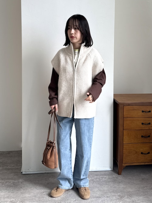 ダブルジップハイネックニットベスト
