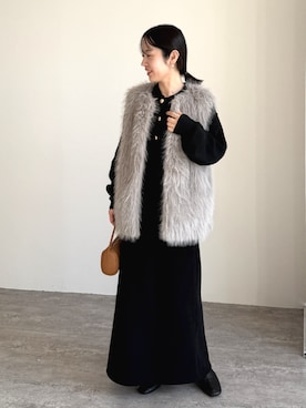 「アイテム（ベスト）」を使った、konさん（レディース・154cm）の冬コーディネート