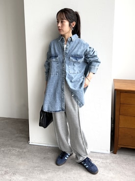 「アイテム（デニムジャケット）」を使った、konさん（レディース・154cm）の夏コーディネート