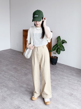 「reca（レカ）のアイテム（チノパンツ）」を使った、konさん（レディース・153cm）の夏コーディネート