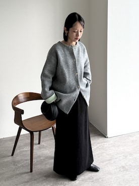 「アイテム（ノーカラーコート）」を使った、konさん（レディース・154cm）の秋コーディネート