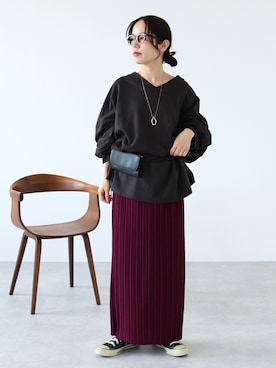 「reca（レカ）のロゴロンT（Tシャツ/カットソー、ブルー系）」を使った、konさん（レディース・154cm）の夏コーディネート